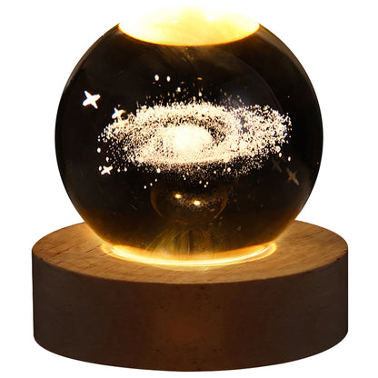 USB LED Night Light, Galaxy Crystal Ball Lamp, 3D Planet Moon Lamp, Home Decoration